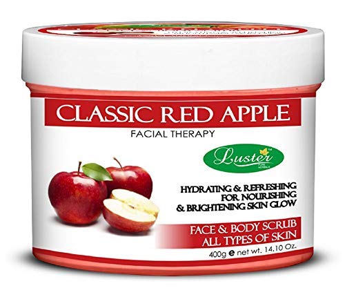 Luster Classic Red Apple Face & Body Cream Scrub | High Potency Apple Extract | Face Scrub For Women & Men | Face Scrub For Tan Removal | All Skin Type (Paraben & Sulfate Free) – 400G