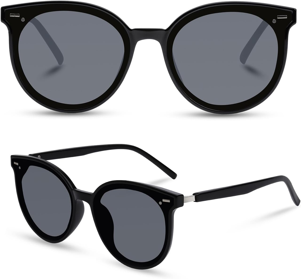 Retro Round Sunglasses for Women, Pink Sunglasses Womens with Classic Trendy Frame Sunnies Shades UV400 Blocking - Image 6