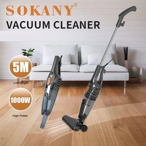 Sokany 2-in-1 vacuum cleaner demonstrating stick and handheld modes on a wooden floor.