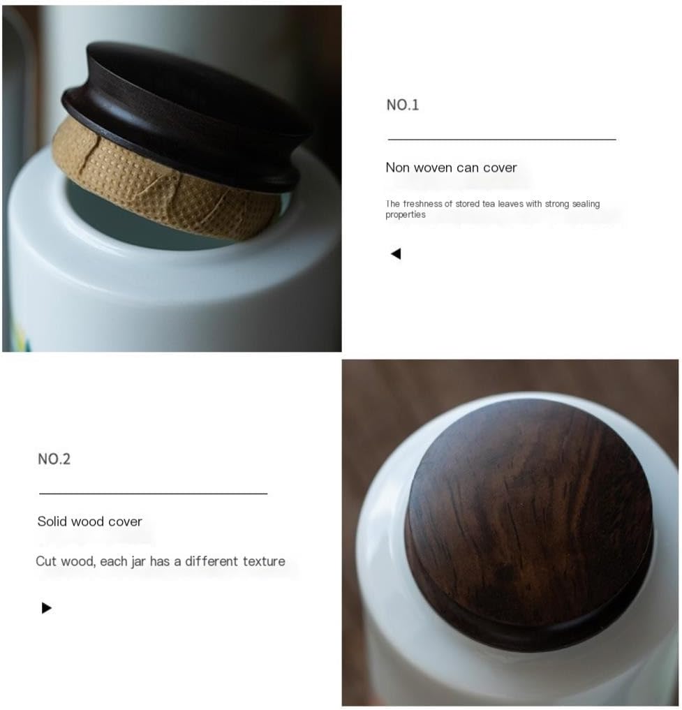SONGCHAO Sugar Jar Bulk Tea Storage Tank Empty Tank Small Portable White Porcelain Hand-Painted Ebony Lid Storage Tank Sealed Small Tank Tea Canister (Color : C)