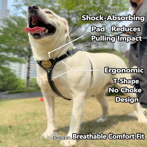 Image of Genuine Leather Dog Harness - Adjustable No Pull Harness with Soft Padded Chest, Heavy Duty Buckle, Brown, Medium Dogs