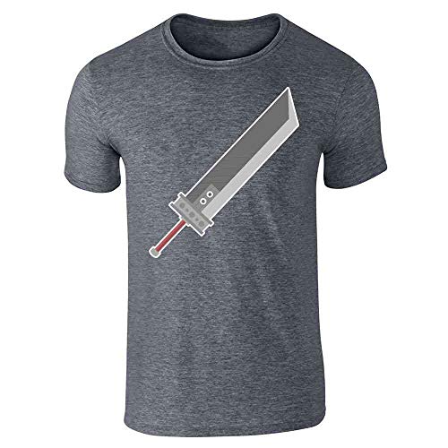Pop Threads Fantasy Buster Sword Gamer Dark Heather Gray S Graphic Tee T-Shirt for Men
