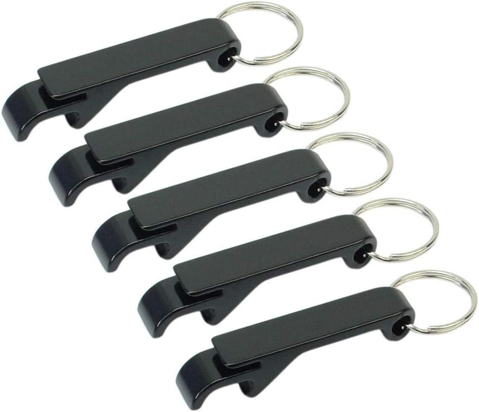 Set of 5 -Black Key Chain Beer Bottle Opener / Pocket Small Bar Claw Beverage Keychain Ring