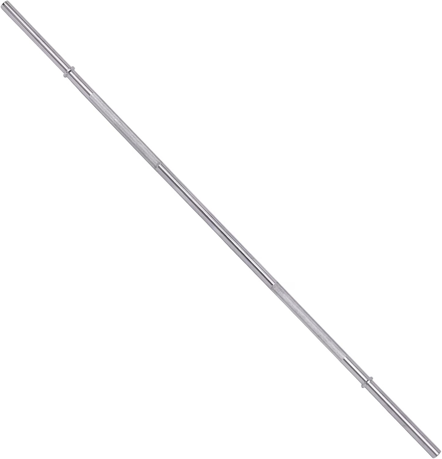Available in 5FT and 7FT, Straight Barbell Bar, 1-Inch Standard Diameter, Alloy Steel, Black Finish, 300LBS Weight Capacity, Chrome Surface, Diamond Knurling, Anti-Skid Grip,