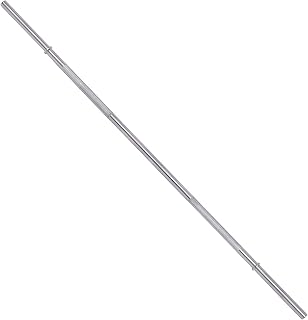 Available in 5FT and 7FT, Straight Barbell Bar, 1-Inch Standard Diameter, Alloy Steel, Black Finish, 300LBS Weight Capacity, Chrome Surface, Diamond Knurling, Anti-Skid Grip,