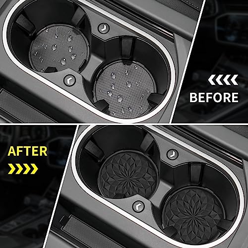 Image of ME.FAN Car Coasters for Cup Holders [4 Pack] - 2.75In Silicone Auto Mug Mats - Universal Non-Slip Recessed Car Interior AccessoriesBlack