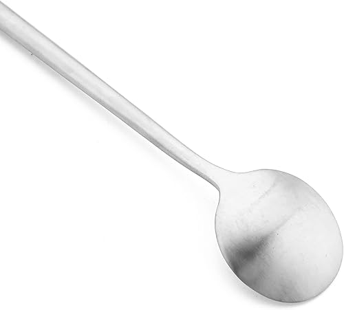 Miniatura 4 de Gugrida Cuchara plateada de diseño moderno, 6 piezas de acero inoxidable 304 mate de mango largo de 7.9 pulgadas, juego de cubiertos de campamento,