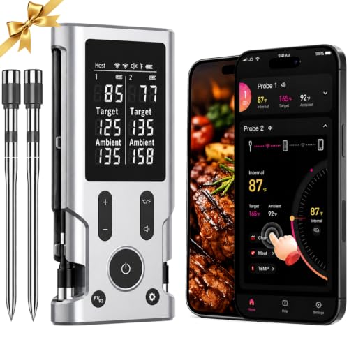 TEMMIO Wireless Meat Thermometer Digital 2 Probes with Smart App Alert