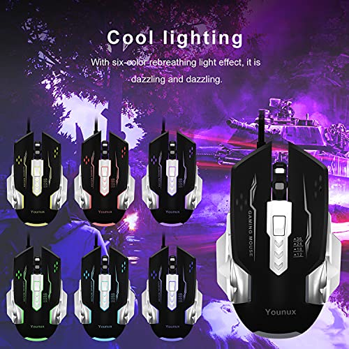 Gaming Tastatur mit Maus (DE Layout) 7 Tasten Gaming Maus mit 7 LEDs als Beleuchtung (600/800/1200/1600/2400 / 3200 DPI Einstellbar) Rainbow Hintergrundbeleuchtung Gaming Keyboard for Xbox One PS4 PC - Image 4