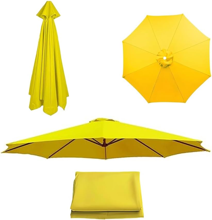 9ft Patio Umbrella Canopy Replacement Cover 6 Ribs/8 Ribs Table Market Yard Replacement Canopy, Waterproof Umbrella Cloth for Outdoor(Blue,300cm/9.8ft-6ribs)