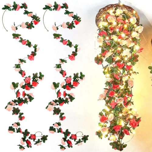 Fzyisw 2 flor de 2,4 metros, peonías, guirnaldas y flores artificiales, colgantes para bodas, jardín