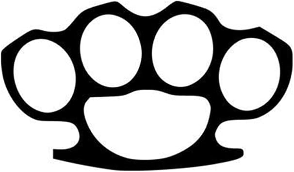 NOT Real Brass Knuckles Street Stickers - Size 5", Color Black - Windows, Walls, Bumpers, Laptop, Lockers, etc.