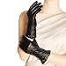 Elma Lady's Winter Genuine Nappa Leather Gloves Cashmere Lined with Gold Plated Logo