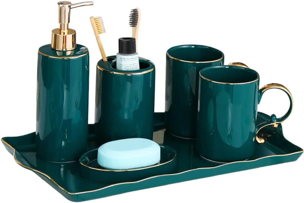 Set Nordic Bathroom Bathroom Toilet wash Combination Set Household Ceramic mouthwash Cup