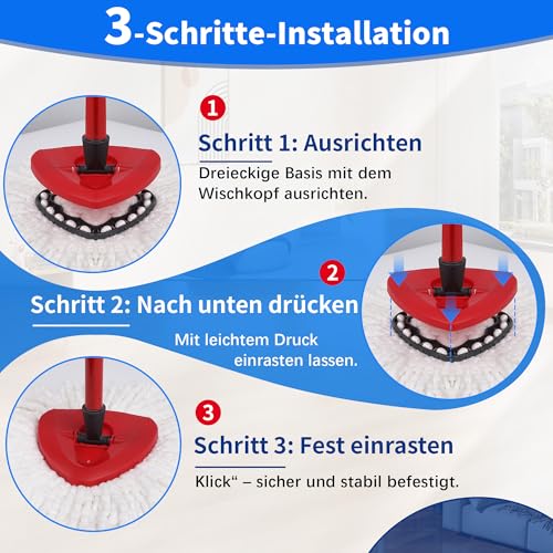4er Set Wischmopp Ersatzköpfe für Viled EasyWring & Clean, Mikrofaser Moppköpfe Bodenwischer, Extra Robust Extra Dichter für Alle Böden Fliesen & Laminat