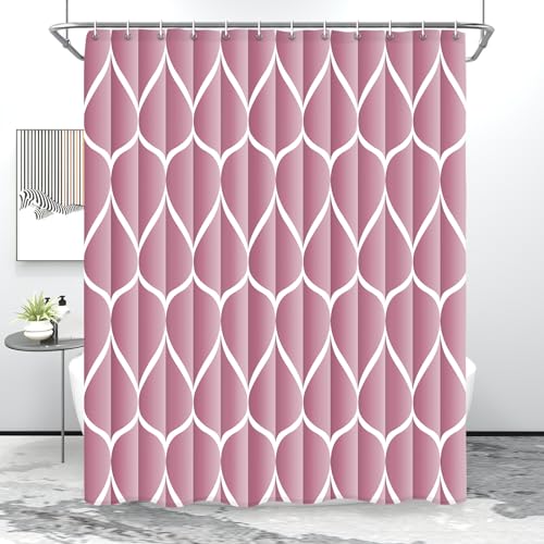 Gelbchu Pale Mauve Shower Curtain, Waterproof Design and Polyester, Weighted Hem, Quick-Drying, Shower Curtains Set for Bathroom W 72 x H 72, Machine Washable with 12 Plastic Hooks