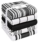 Cotton Clinic Assorted Kitchen Towels 5 Pack – Soft Absorbent Quick Drying Table and Kitchen Linen -