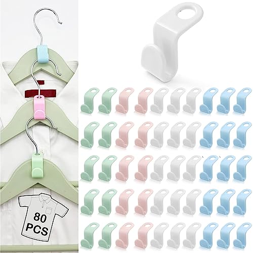 BOZILY 50 Stück Kleiderbügel Platzsparend mit Verbindungshaken, Haken, Clip Drop Verbindungsgriff für Kleiderschrank (4 Farbe)