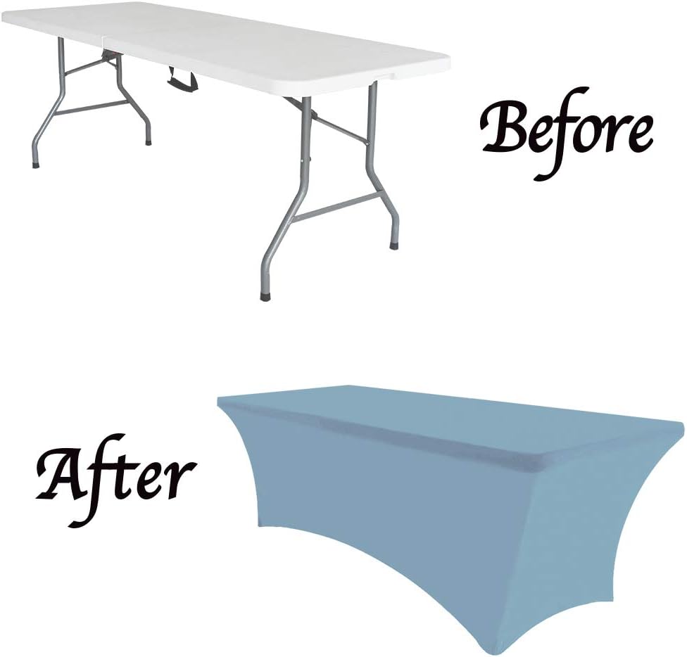 Eurmax USA Rectangular Fitted Spandex Table Covers 4ft Tablecloth Wedding Event Patio Table Decorations Stretch Table Cover for 4ft Folding Table (Sky Blue)