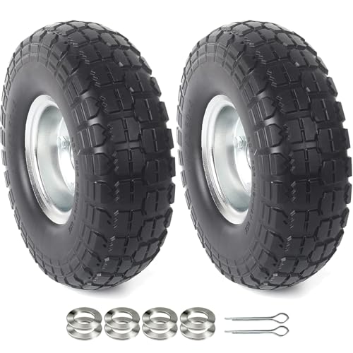 AR-PRO (2-Pack) 10-Inch Solid Rubber Tire Wheels - Replacement 4.10/3.50-4"