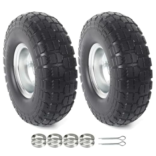 AR-PRO 10" Solid Tire and Wheel, Flat Free 4.10/3.50-4 Tire, 2-Pack