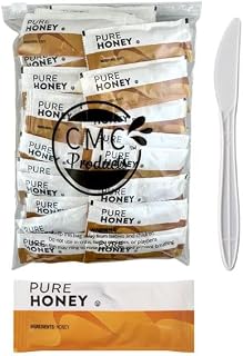 Honey Packets – 50 Count (9g Each) with Spreader in Resealable Slide Seal Bag – Packaged by CMC Products