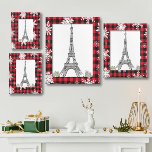 Pardick Christmas Snowflake 4X6 Picture Frame, Red Black Buffalo Plaid Wooden Photo Frames For Tabletop And Wall Display, Picture Frame Home Decor #TOP1