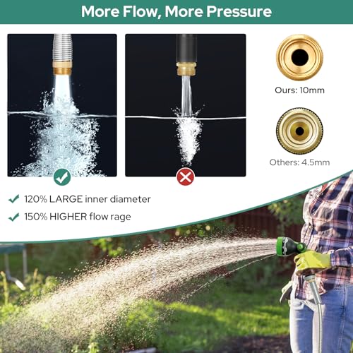 HOMEIDEAS 100 ft Leak-proof Stainless Steel Metal Garden Hose Set - Newly Premium SUS304 Spring Protective Sleeve, Anticorrosive 3/4" Brass Fittings - Perfect for Outdoor Watering by HOMEIDEAS - Used condition - Image 4