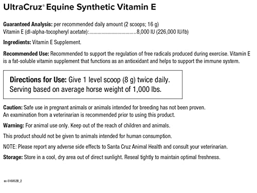 UltraCruz sc-516052 Equine Synthetic Vitamin E Supplement for Horses, 4 lb, Powder (112 Day Supply) - Thumbnail 6