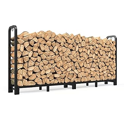 Mr IRONSTONE 8ft Firewood Rack Outdoor Indoor, Upgraded Heavy Duty Adjustable Fire Wood Rack Holds Up to 4500lbs, Fireplace Log Holder Wood Storage for Porch Patio, Easy Assembly