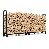 Mr IRONSTONE 8ft Firewood Rack Outdoor, Upgraded Adjustable Firewood Rack, Heavy Duty Logs Stand Sta
