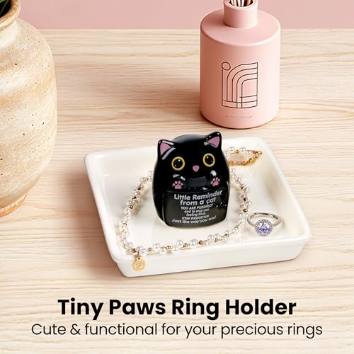 Image of PUDDING CABIN Cat Gifts for Women Ring Holder for Jewelry, Spiritual Encouragement Gifts for Women Mom Friend Sister, Gifts for Black Cats Lovers, Birthday Mothers Day Christmas & Wedding