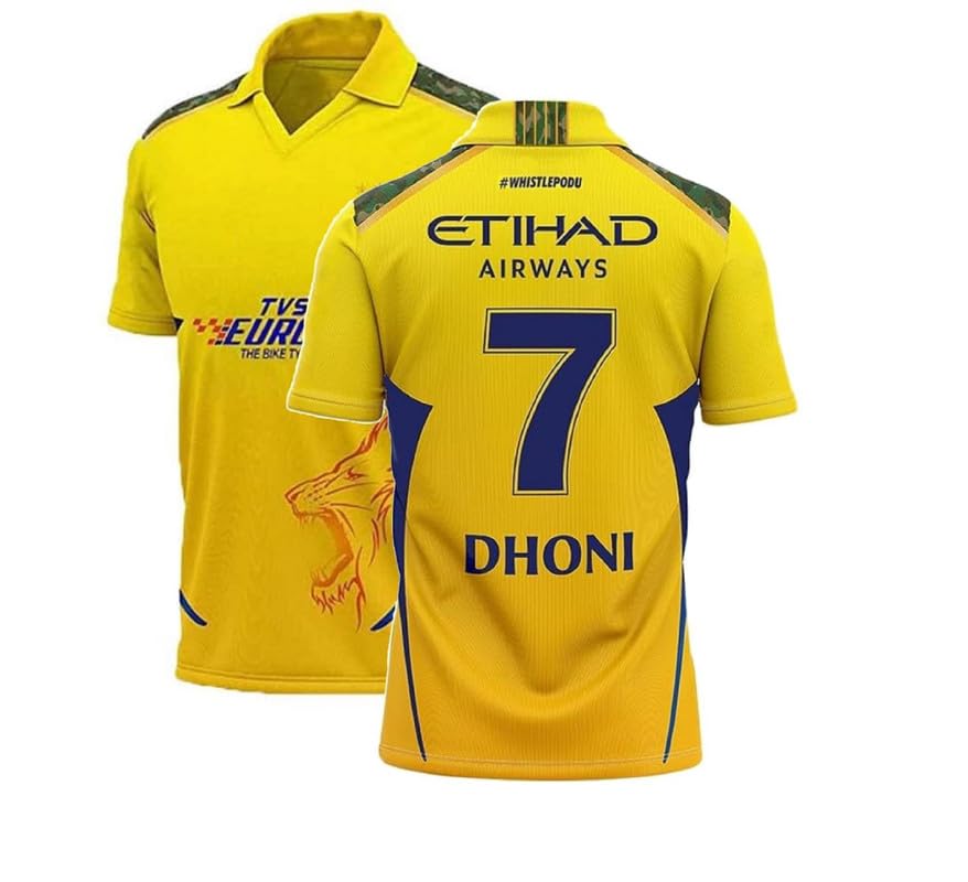 CSK MS Dhoni 7 New Cricket Team New Jersey 2024 for Mens