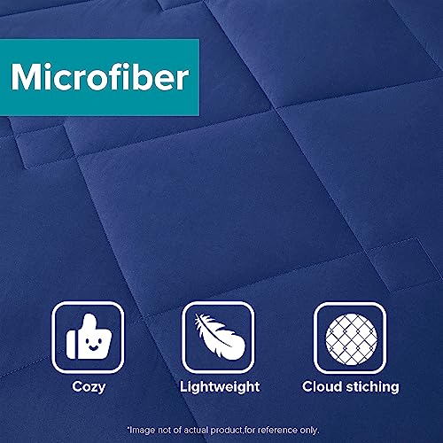 Image of Comfort Spaces a‚¬a€oe Vixie Reversible Goose Down Alternative Comforter Mini Set - 2 Piece a‚¬a€oe Navy and Charcoal a‚¬a€oe Stitched Geometrical Diamond Pattern a‚¬a€oe Twin /Twin XL Size, Includ