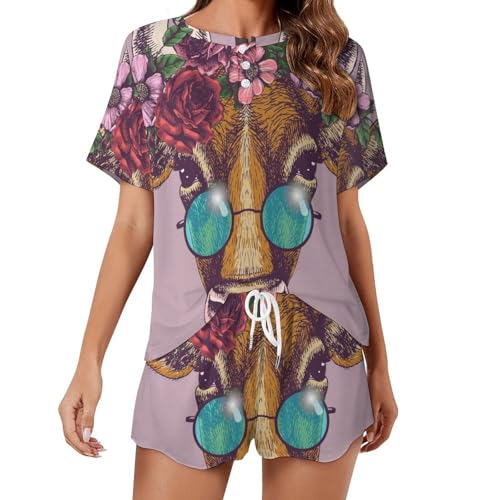 Ensemble de pyjama pour femme motif vache vêtements de nuit légers pour l'été