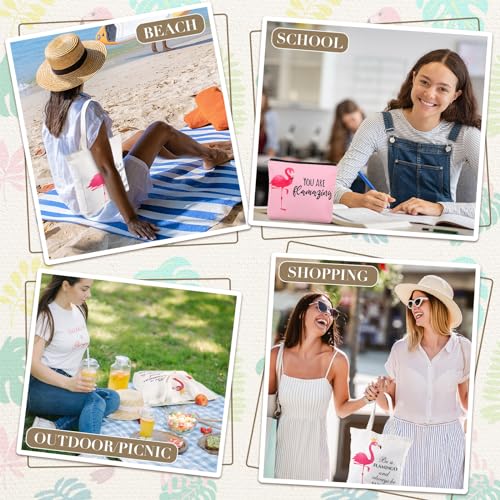 Image of Aliceset Canvas Tote Bags Back to School Gifts for Women Teacher Reusable Grocery Cloth Cosmetic Bag Set for Shopping Travel