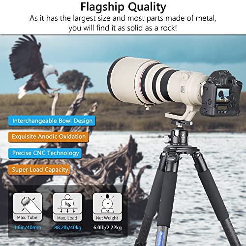 Heavy Duty Carbon Fiber Tripod with 75mm Bowl and Adapter