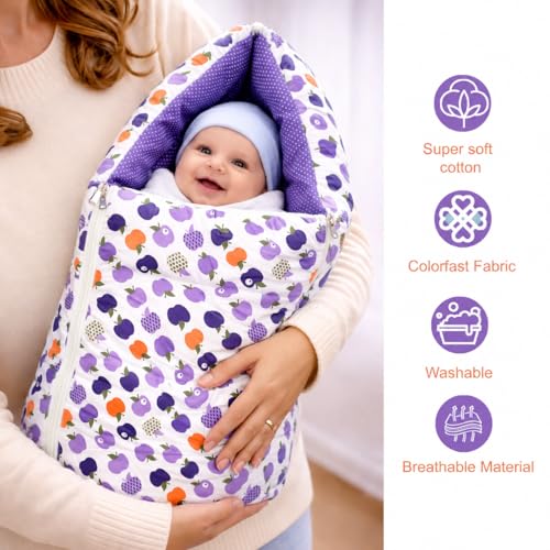 Image of Infantbond 56 In 1 Baby Products All New Born Combo|Gift Set|Baby Essentials|Hospital Kit|Baby Clothes|Maternity Essentials|Complete Daily Items Combo(0-6 Months) (Purple For Baby Boy & Baby Girl)