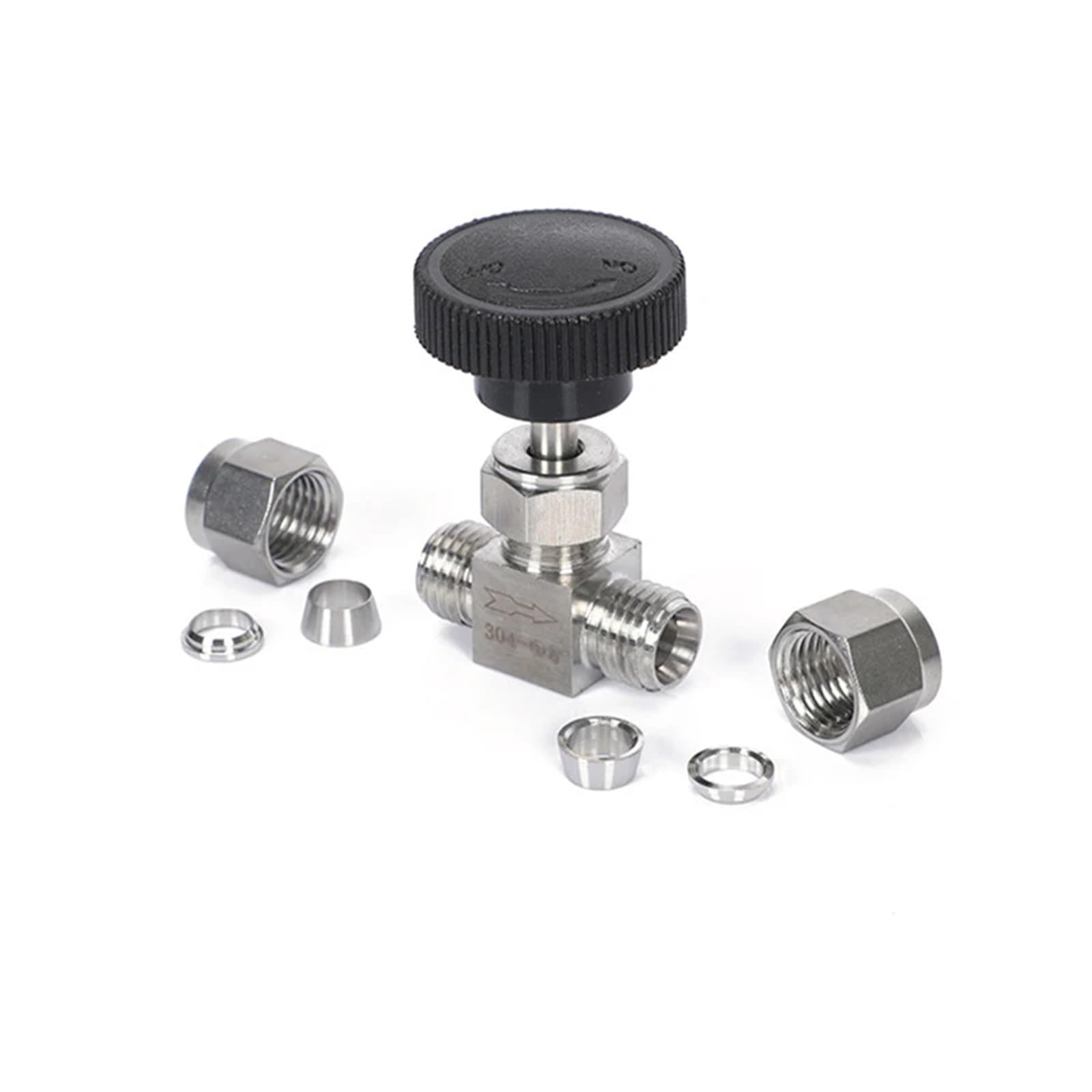 Válvula de Aguja Ajustable OD 3, 4, 6, 8, 10, 12 Mm, Tubo de Acero Inoxidable 304, Juego de Tarjeta Recta a Prueba de ácido de Alta presión, grúa(4mm OD)