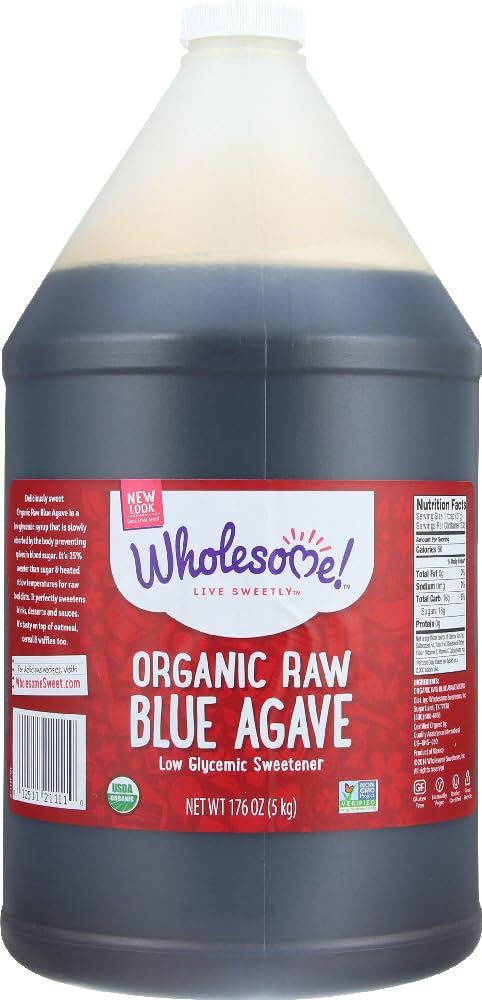 Wholesome Sweeteners Organic Raw Blue Agave, 176 oz, Single Unit, (Packaging May Vary)