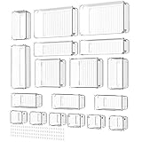【Multifunktionale Verwendung】📐18 Stück,5 verschiedene Größen von Organizer-Hüllen,die für Schubladen unterschiedlicher Größe geeignet sind,können zur Aufbewahrung von Kosmetika,Geschirr,Büromaterial und Schmuck verwendet werden, um Ihren Platz sauber zu halten und Ihnen zu einem gepflegten Lebensstil zu verhelfen. Wählen Sie uns, Sie haben:Größe:24.5*16.5*5cm(2PACK),16.5*16.5*5cm(2PACK),24.5*8*5cm(3PACK),16.5*8*5cm(5PACK),8*8*5cm(6PACK).Hinweis: Kann nicht in der Spülmaschine verwendet werden