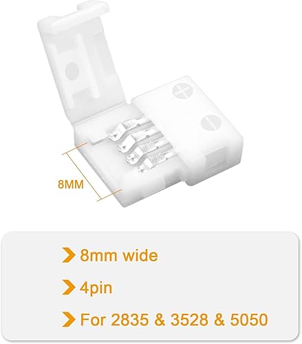 Miniatura 3 de VIPMOON - Conector de tira LED, de esquina en ángulo recto, 2835 3528