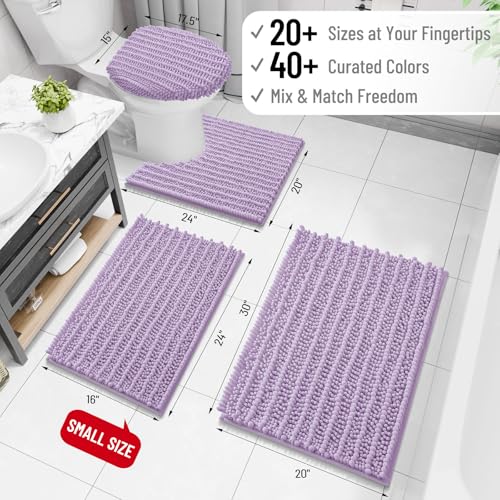 Image of Arotive Luxury Bathroom Ruuner Rugs 47x24, Extra Soft Thick Absorbent Shaggy Chenille Bath Rugs, Machine Wash Dry, Bath Mats for Bathroom Floor, Tub and Shower, Home Decor Accessories, Light Purple