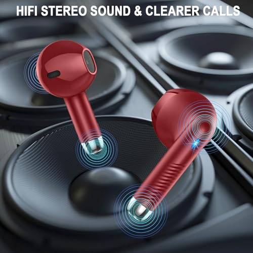 Image of Wireless Earbuds, Bluetooth 5.4 Headphones LED Power Display Ear Buds Bass Stereo, Bluetooth Earbuds in-Ear Noise Cancelling Mic, 40H Playback Mini Case IP7 Waterproof Sports Earphones for Android iOS