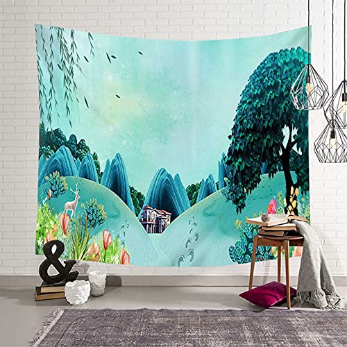 Tapiz de pared de 150x150 cm KnSam para tapar imperfecciones y decorar en color verde