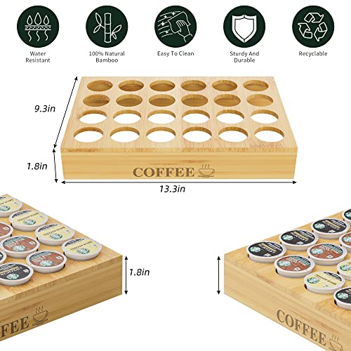 Minboo Bamboo K Cup Holder Drawer Or Countertop K Cup Organizer Coffee Pod Holder Hold 24 Coffee Pod Storage Kcup Coffee Pods Holder For Coffee Station Office And Kitchen K Cup Storage #TOP5
