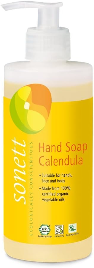 Sonett Organic Hand Soap Calendula Liquid Body Care suitable for hands, face and body (1 Count) Certified Organically Grown