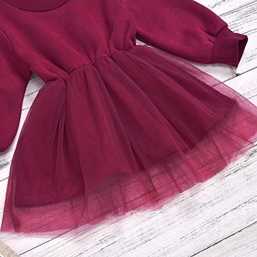 Haokaini baby meisjes ronde hals lange mouw jurk partij mesh jurk voor peuter - Afbeelding 7