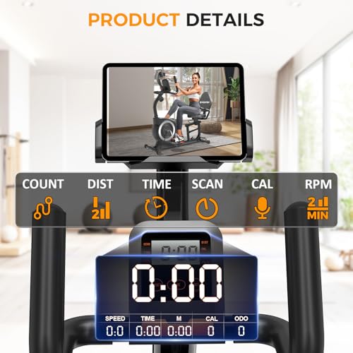 XVGVSV Recumbent Exercise Bike, Recumbent Stationary Bike for Home, Recumbent Bike with 400LB Weight Capacity Whisper-Quiet 16 Levels Magnetic Resistance Heart Rate Handle and Multi-Function LCD Comfortable Seat (Silver)