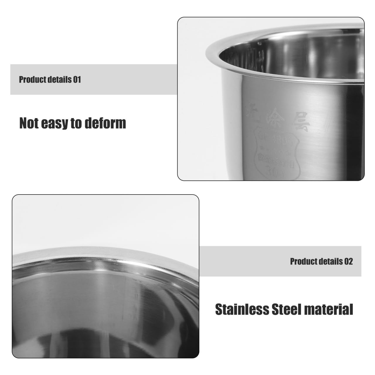 ABOOFAN Pentola interna di ricambio per cuociriso elettrico, 1,6 l, in acciaio inox, rivestimento antiaderente, sicuro, facile da pulire, distribuzione uniforme del calore, accessori compatibili